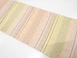 未使用品　ふくれ織　横段に花更紗模様織り出し　全通袋帯(未仕立て)